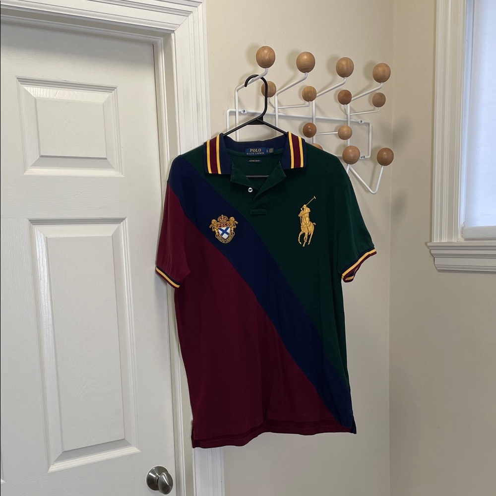 Ralph Lauren Polo - Old Money Custom Slim Fit Short Sleeve Polo - Green / Red L